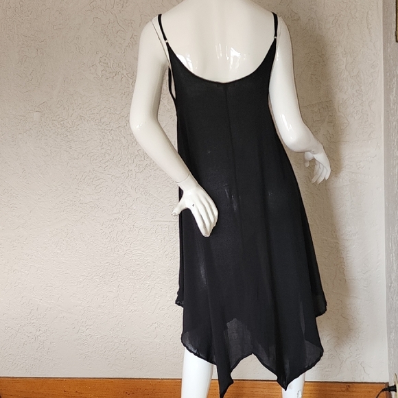 Chic Black Asymmetrical Slip Dress - Picture 7 of 9